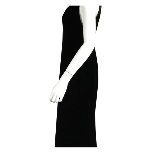 VALENTINO Black Velvet Sleeveless V-Neck Maxi Backless Dress - US 10 - Picture 5 of 7